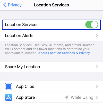 enable location services on iOS