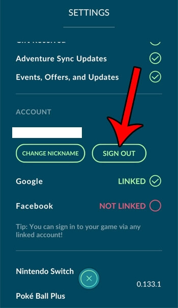 log out of pokemon go step 3