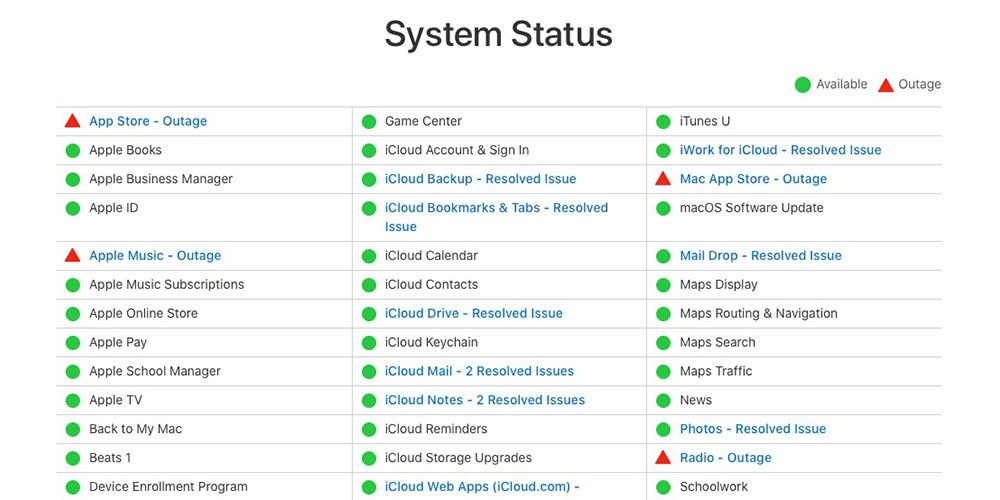 check apple server status