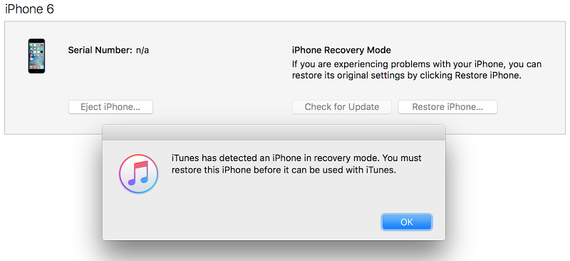 iphone won't restore in recovery mode on itunes