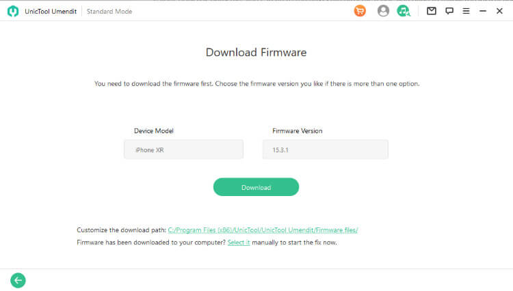Download suitable firmware