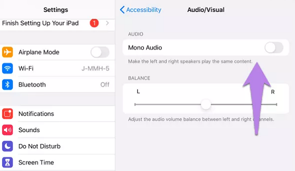 mono audio ipad