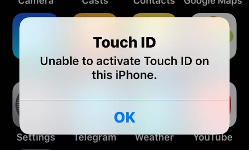 unable to activate touch id on this iphone