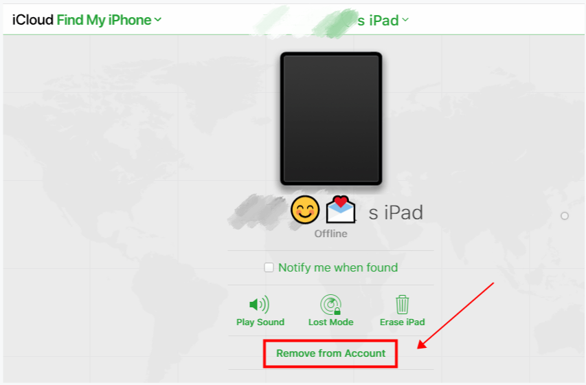 Remove iPad from Account on iCloud.com