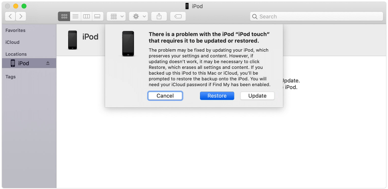 Restore iPod touch in iTunes