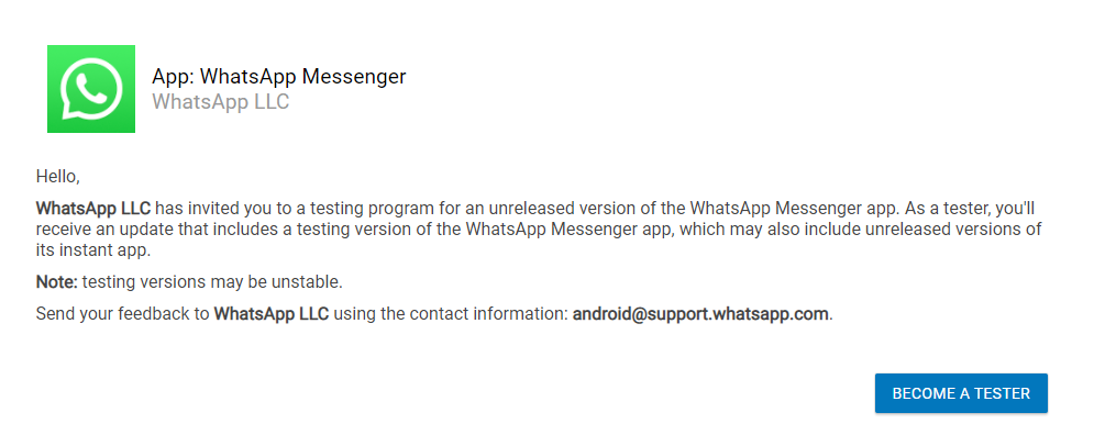 become whatsapp beta tester