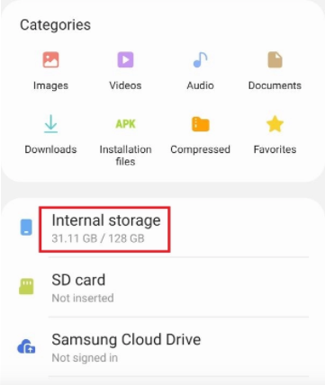find internal storage