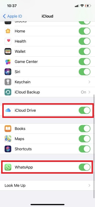 iphone_turn_icloud_drive_and_whatsapp_on