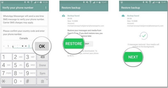 restore whatsapp backup android step