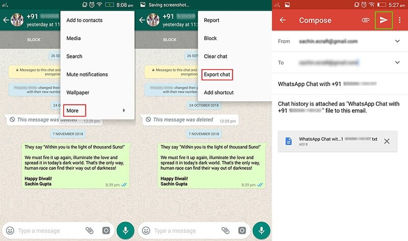 Transfer Whatsapp via Email