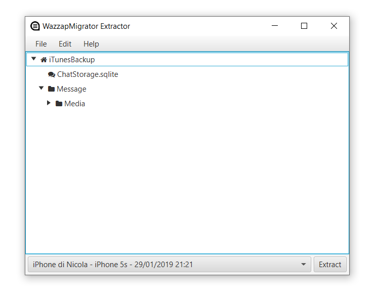 transfer with wazzapmigrator extractor