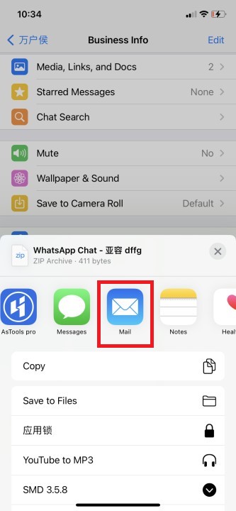 whatsapp export chats via email