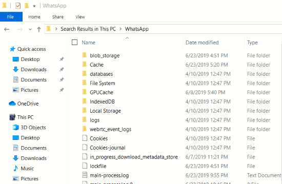 whatsapp folder on pc