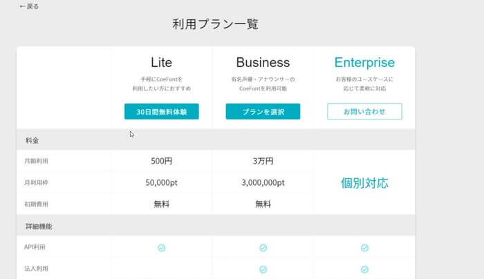 coefontの料金プラン