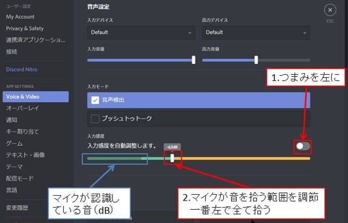 discordマイク音量