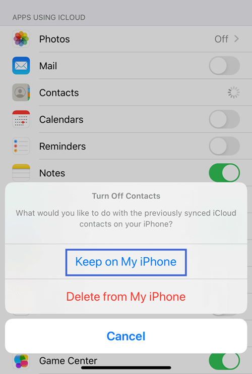 keep iCloud contacts on iPhone