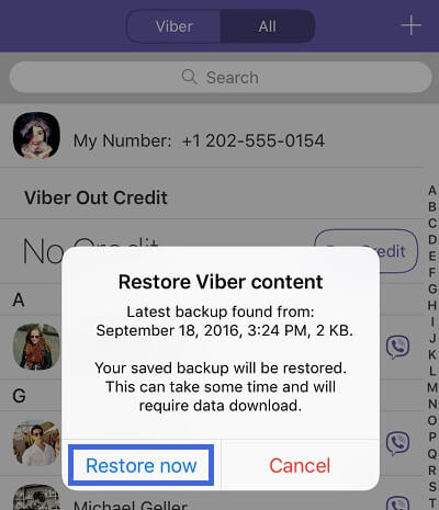 restore viber backup
