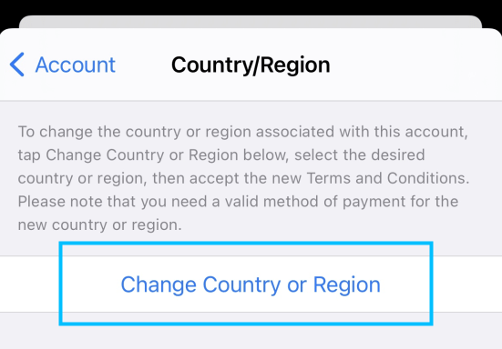 change country or region iphone