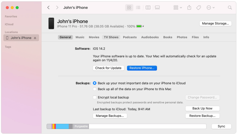 Restore iPhone via iTunes