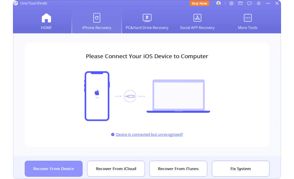 iFindit으로 iPhone/iPad를 컴퓨터에 연결하십시오.