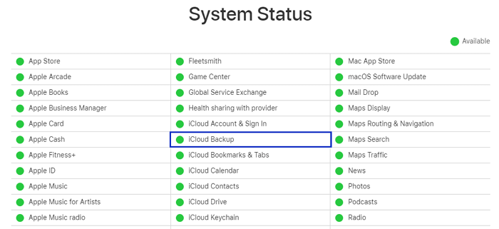 check iCloud system status