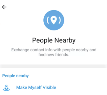 People Nearby feature on Telegram