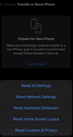 reset all iphone setting